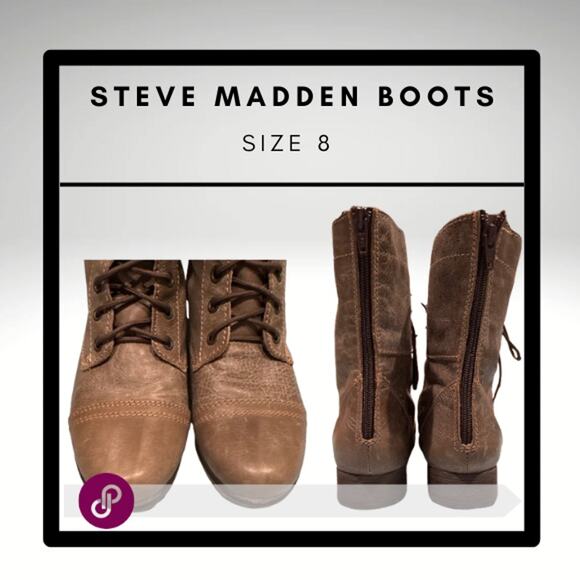 Steve Madden Womens Troopa Black Leather Size 8 | SAME DAY SHIP or NEXT DAY SHIP - Picture 2 of 3